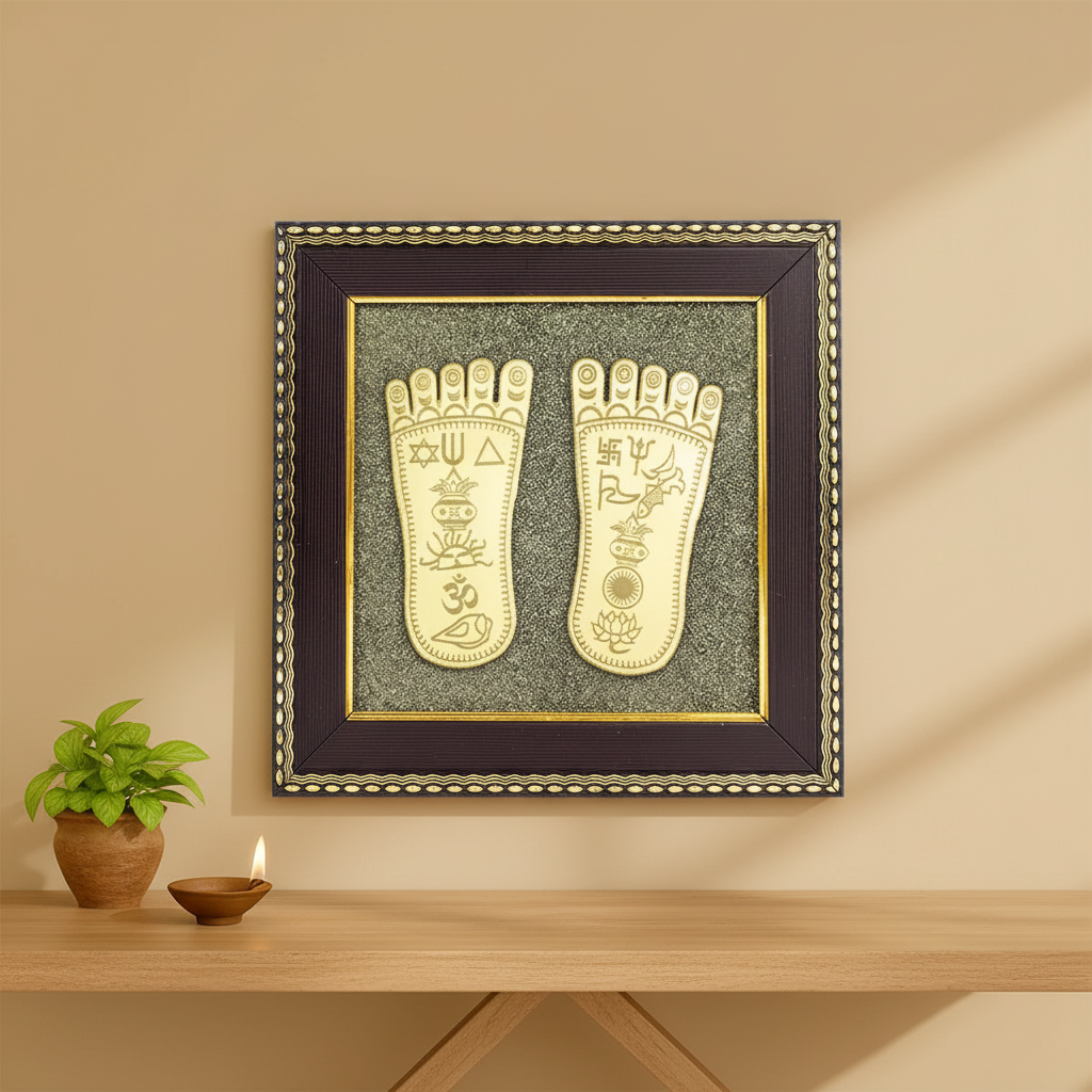 Maa Lakshmi Charan Paduka On Pyrite Frame