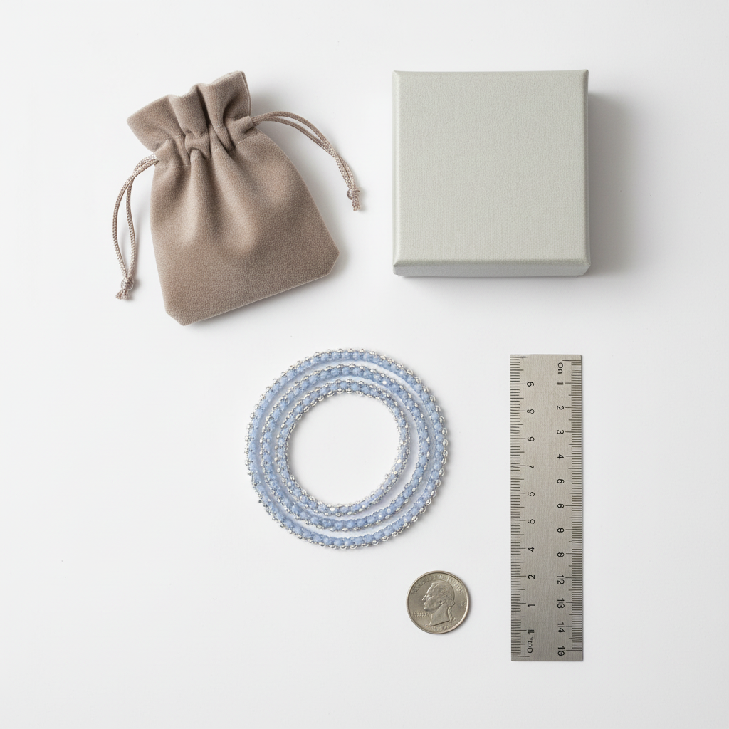 Silver Blue Beads Anklet