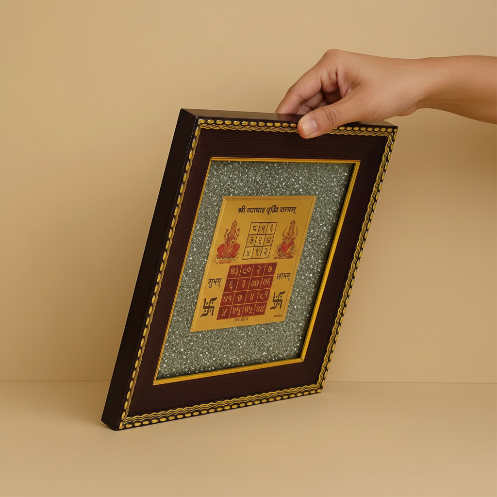 Vyapar Vridhhi Yantra On Raw Pyrite Frame