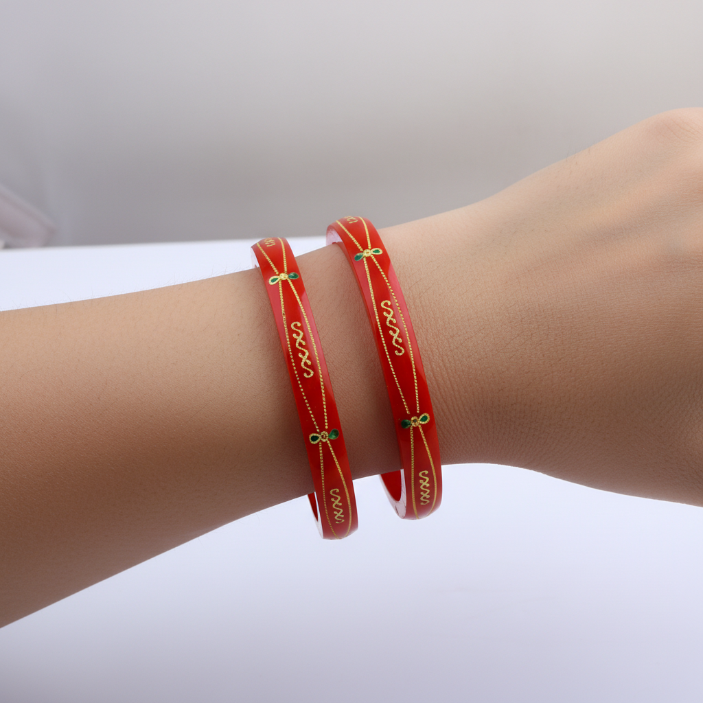 22 Carat Gold Pola Bangles With Card (4 Piece)