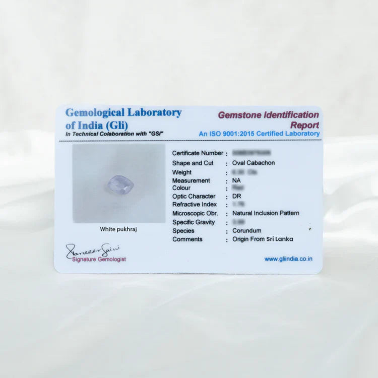 White Pukhraj (White Sapphire)