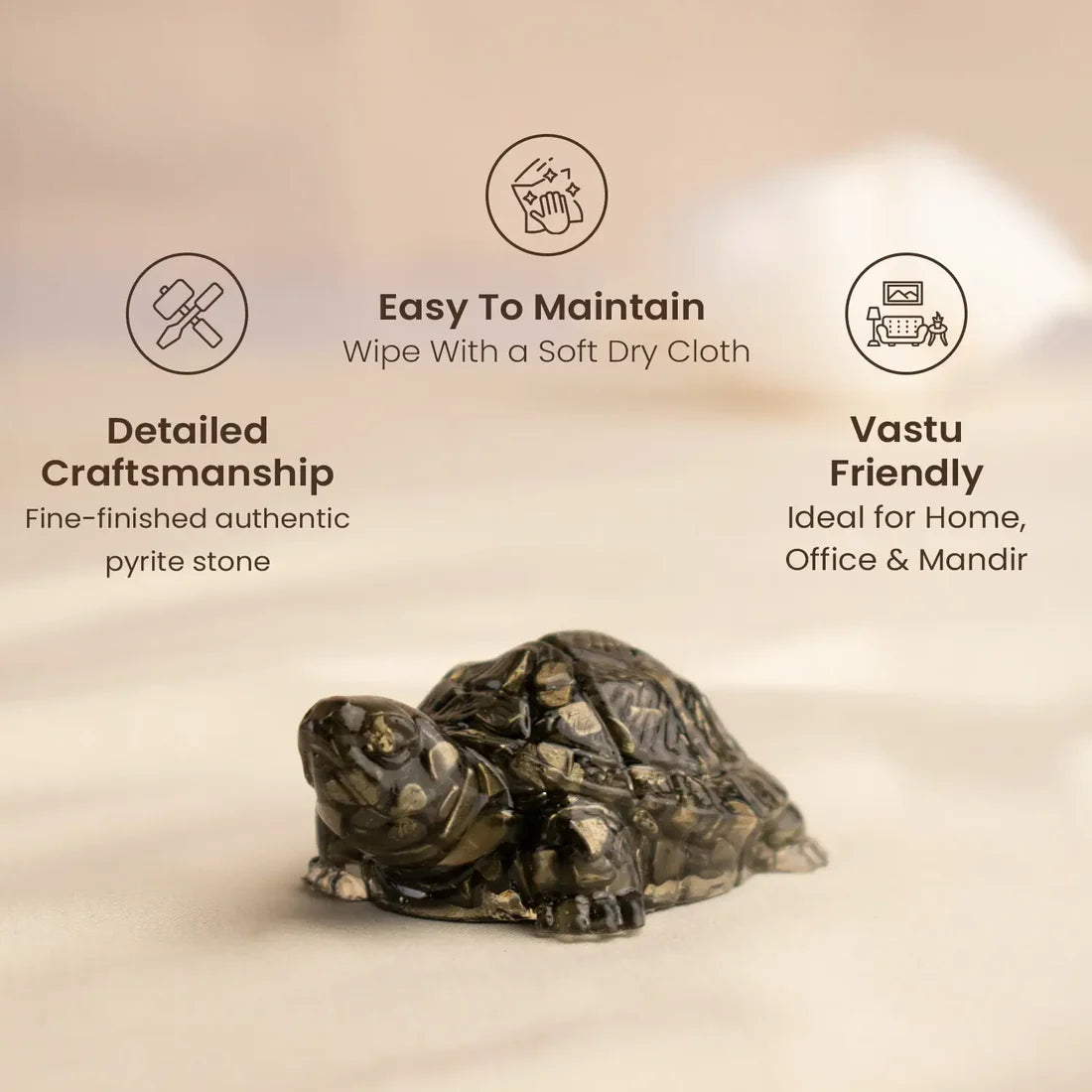 Vastu Pyrite Tortoise (Kachhua) (Lab certified )