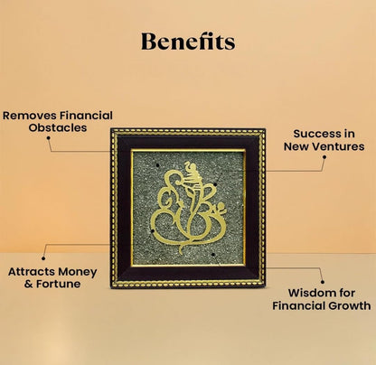 Ganesh Ji on Raw Pyrite Frame | Ganesh Idol for Home Decor with Pyrite Stone Frame | Ganesh Vastu Items for Home & Office