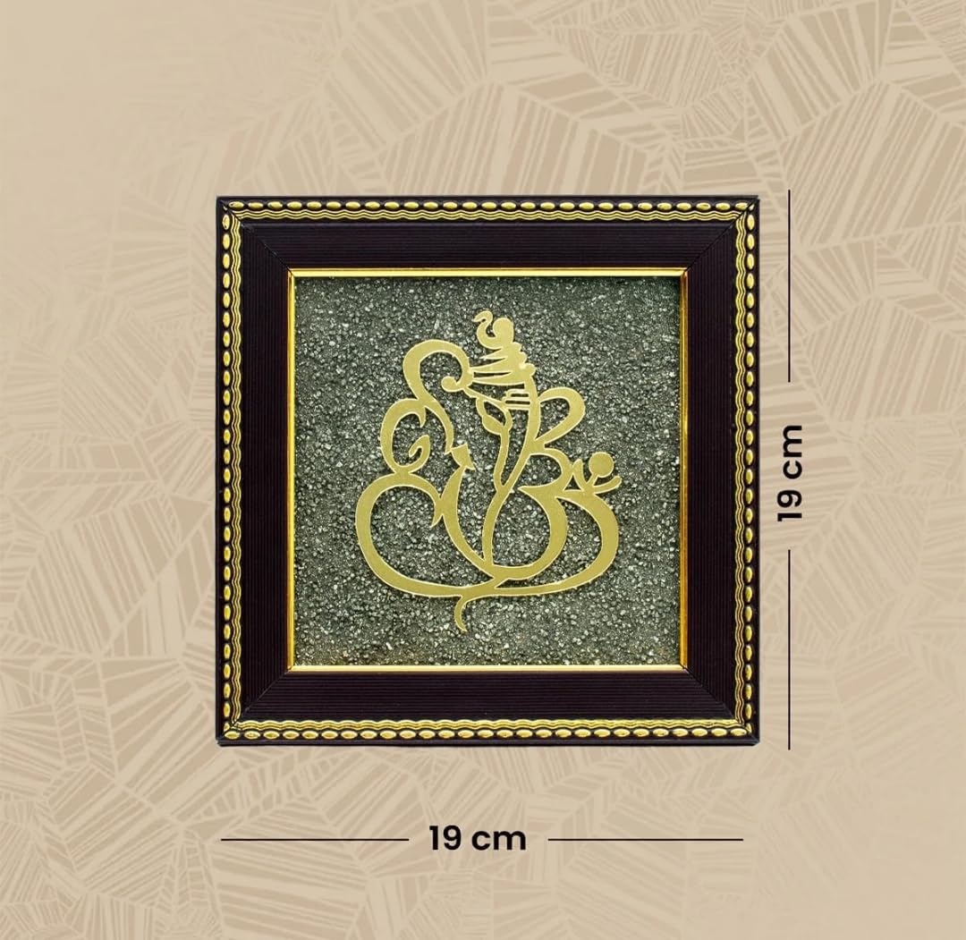 Ganesh Ji on Raw Pyrite Frame | Ganesh Idol for Home Decor with Pyrite Stone Frame | Ganesh Vastu Items for Home & Office