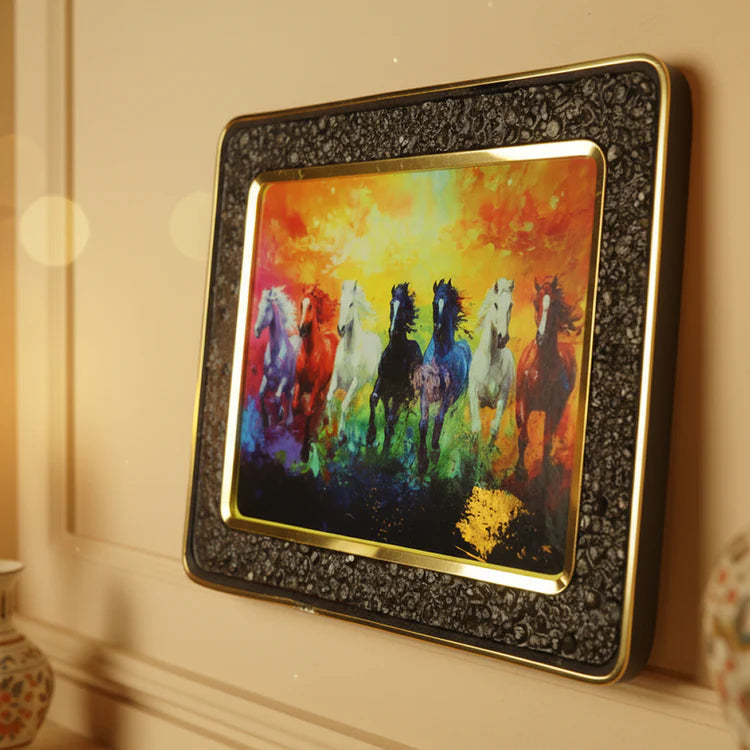 Pyrite Frame of Rainbow 7 Horses