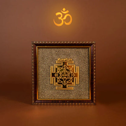 SHREE LAKSHMI YANTRA FRAME | Pyrite Carved Energy Frame