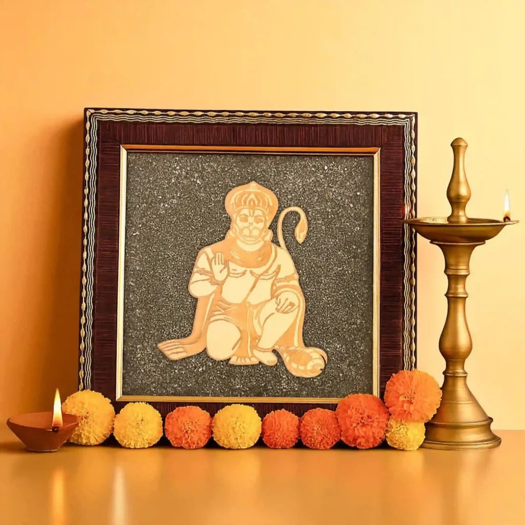 Hanuman Ji Raw Pyrite Frame