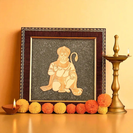 Hanuman Ji Raw Pyrite Frame