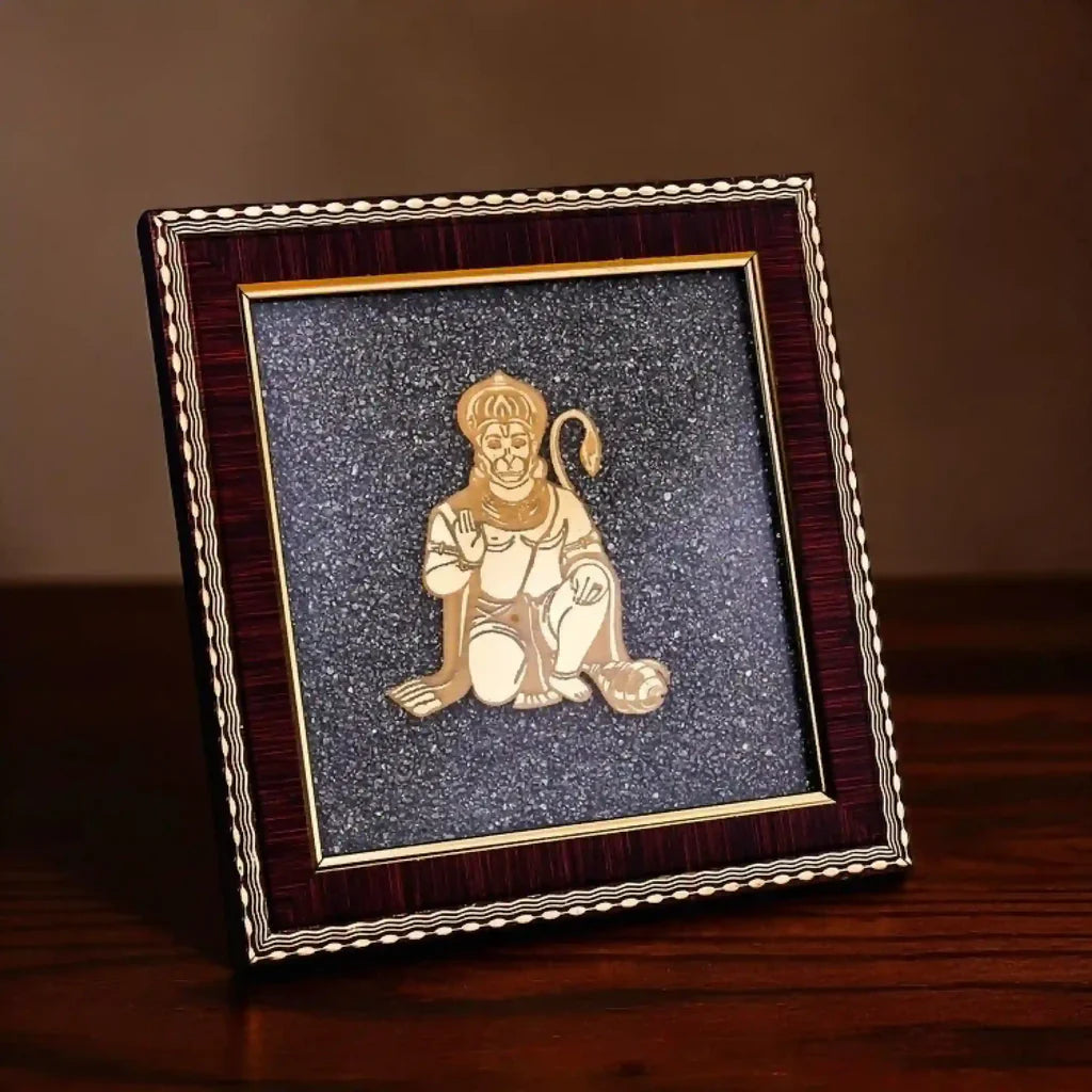 Hanuman Ji Raw Pyrite Frame