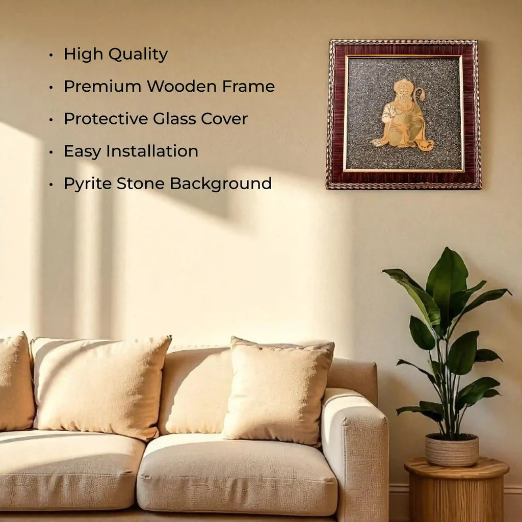 Hanuman Ji Raw Pyrite Frame