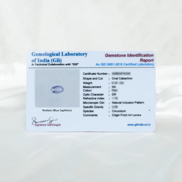 Ceylon Neelam (Blue Sapphire)