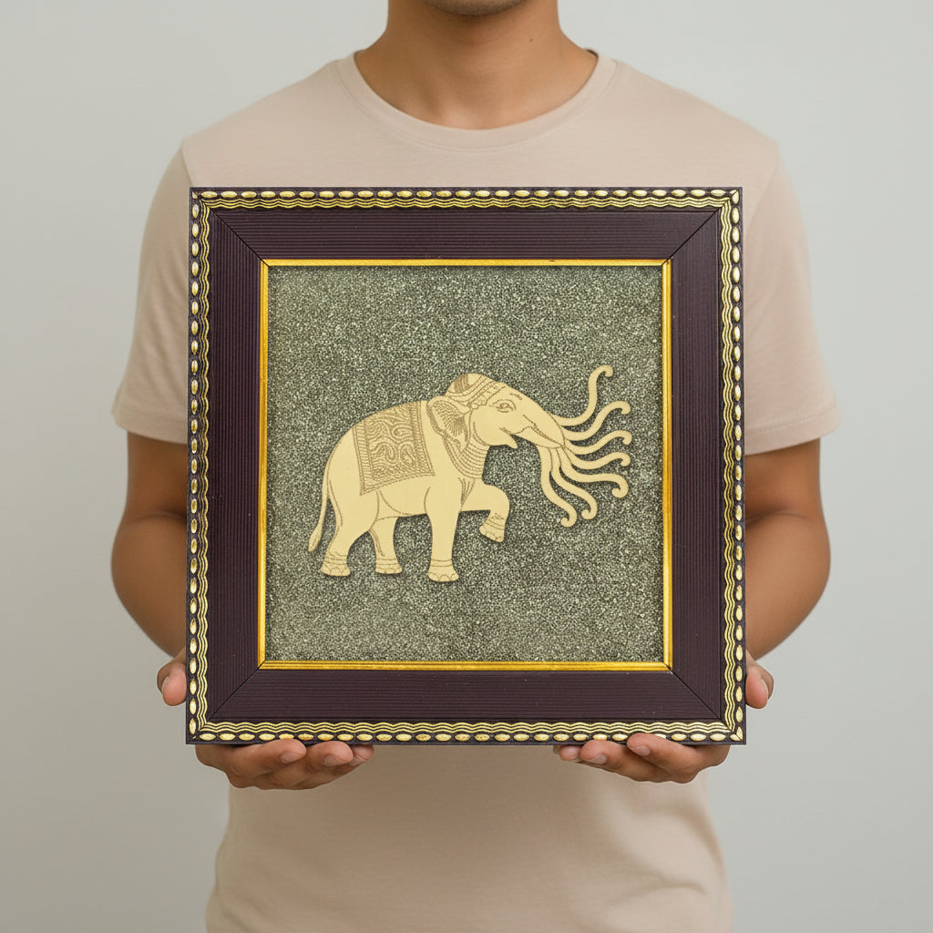 7 Trunk Elephant - Airavata on Raw Pyrite Frame