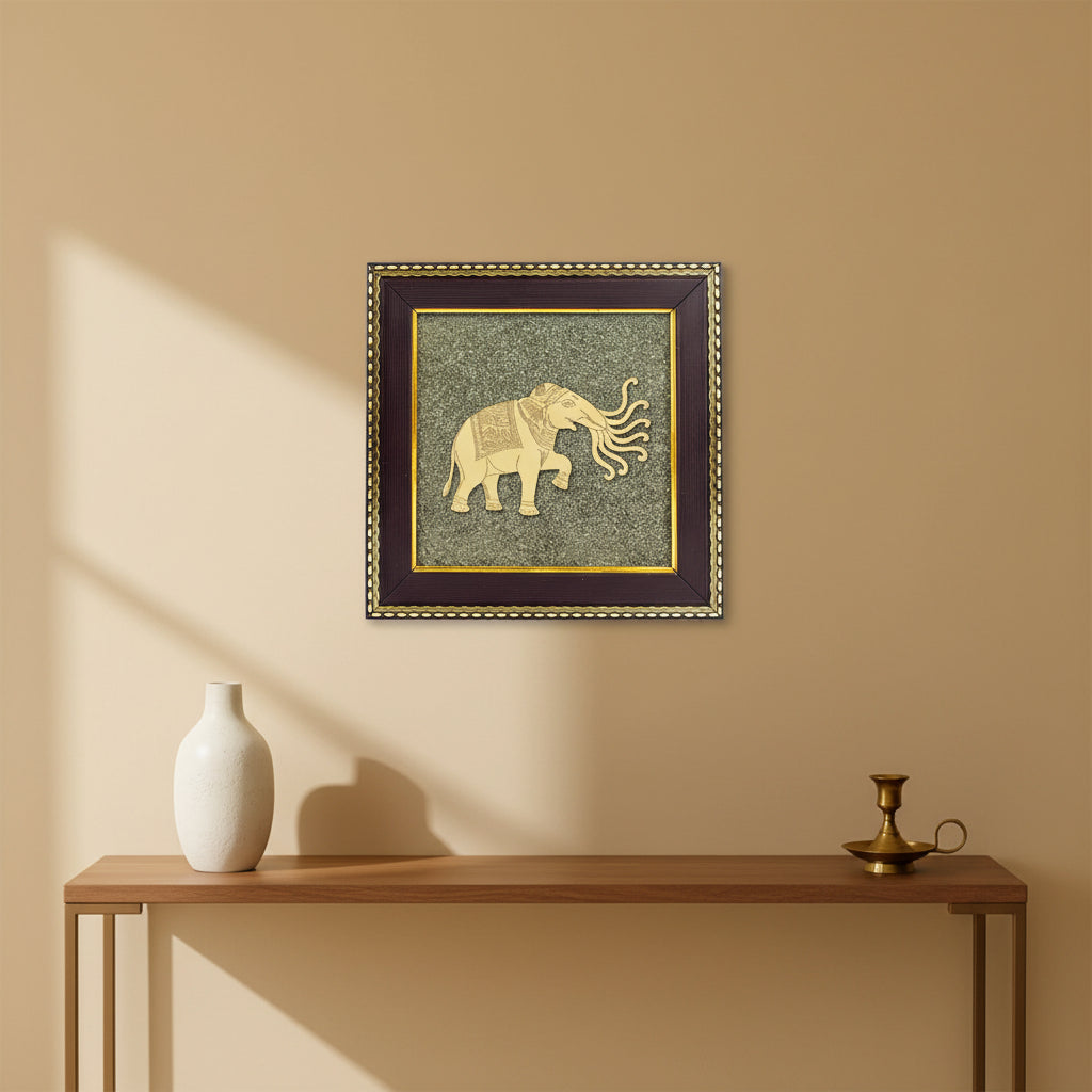 7 Trunk Elephant - Airavata on Raw Pyrite Frame