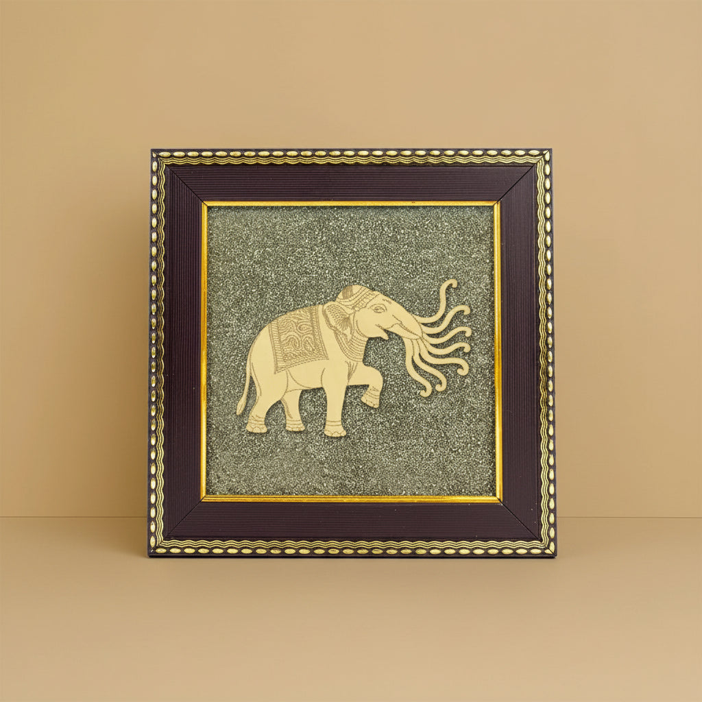 7 Trunk Elephant - Airavata on Raw Pyrite Frame