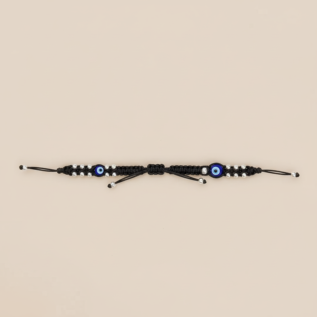 Silver Evil Eye Thread Anklet