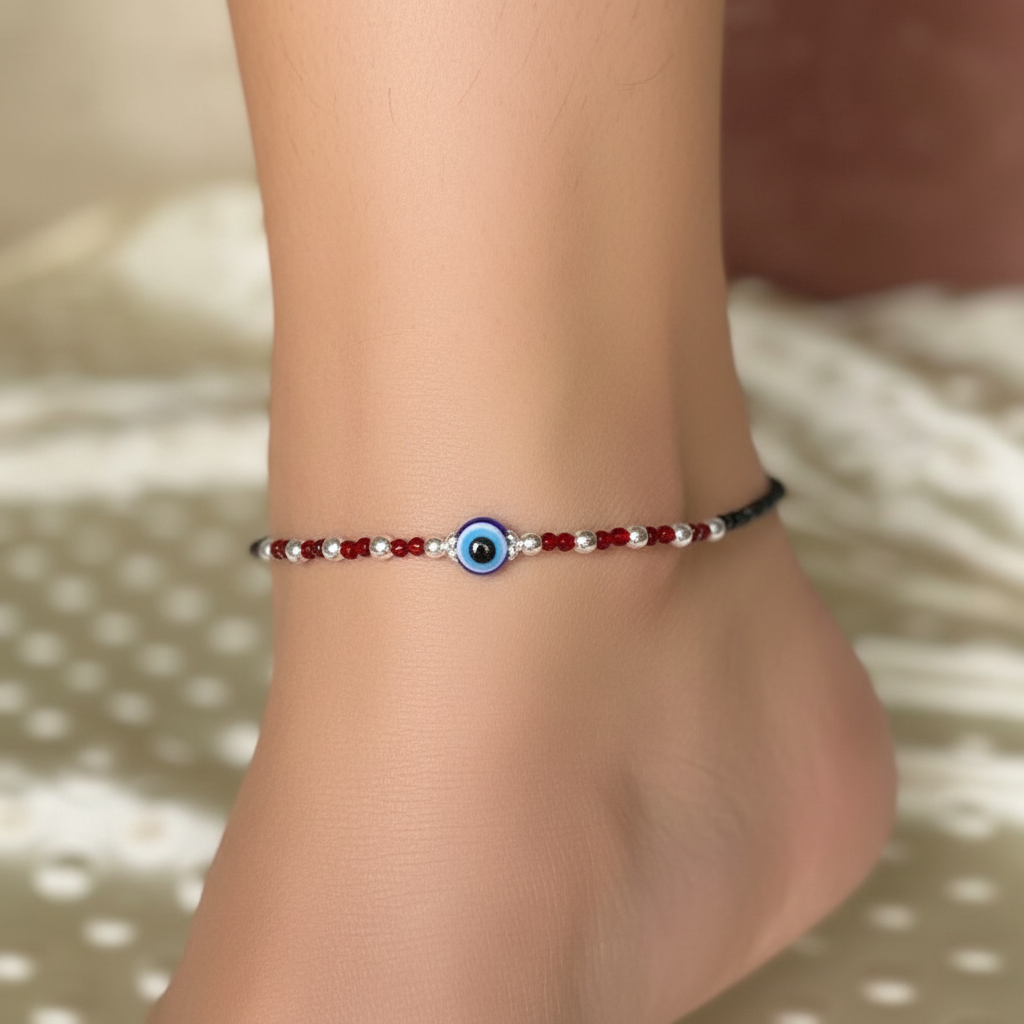 Red Beads Evil Eye Anklet.