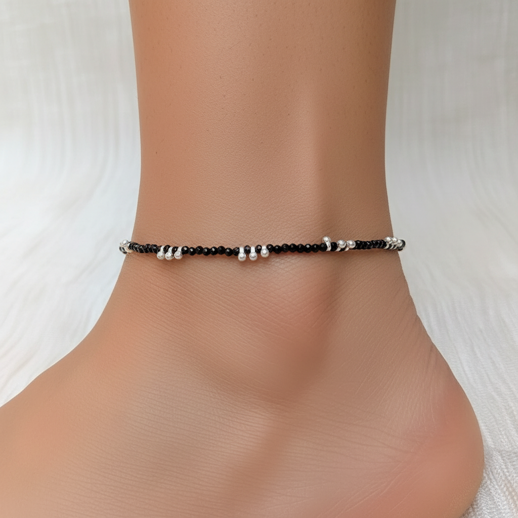 Silver Ghungroo Nazariya Anklet