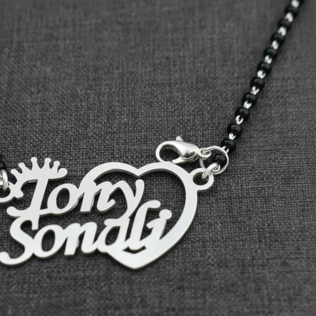 Personalised Name Silver Couple Name Single Heart