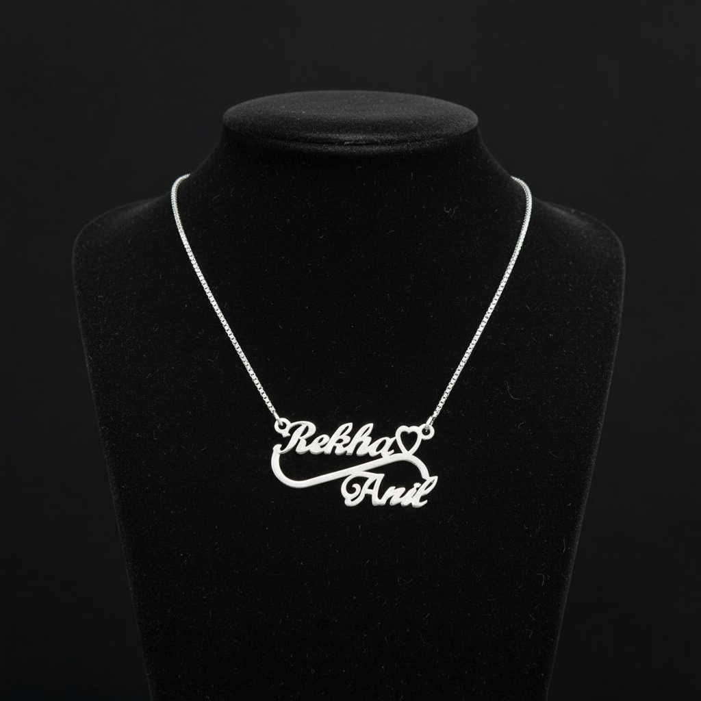 Personalised Name Silver Couple Name Heart