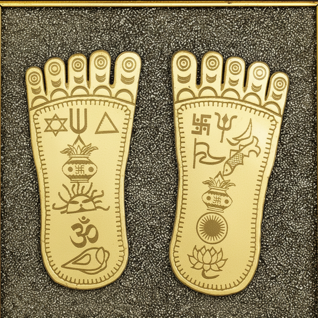 Maa Lakshmi Charan Paduka On Pyrite Frame