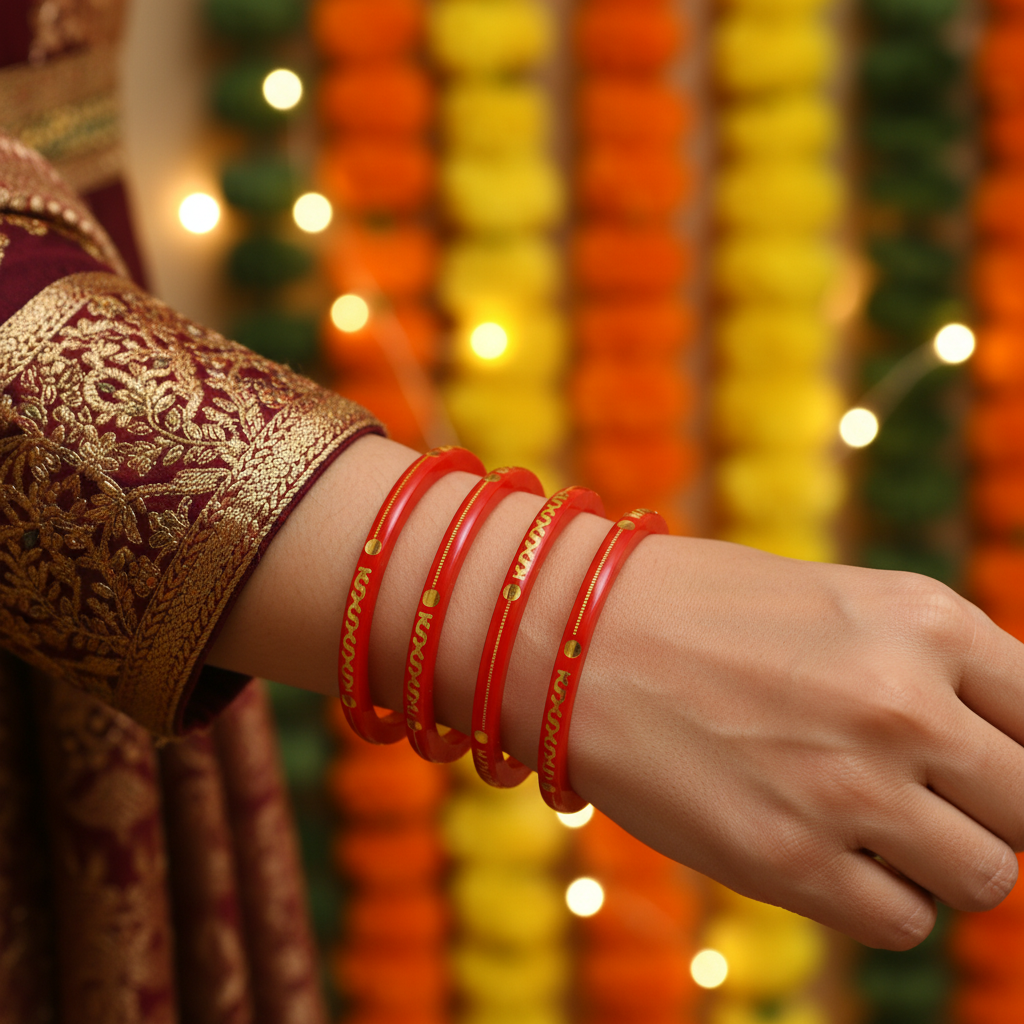 22 Carat Gold Pola Bangles With Card (4 Piece)