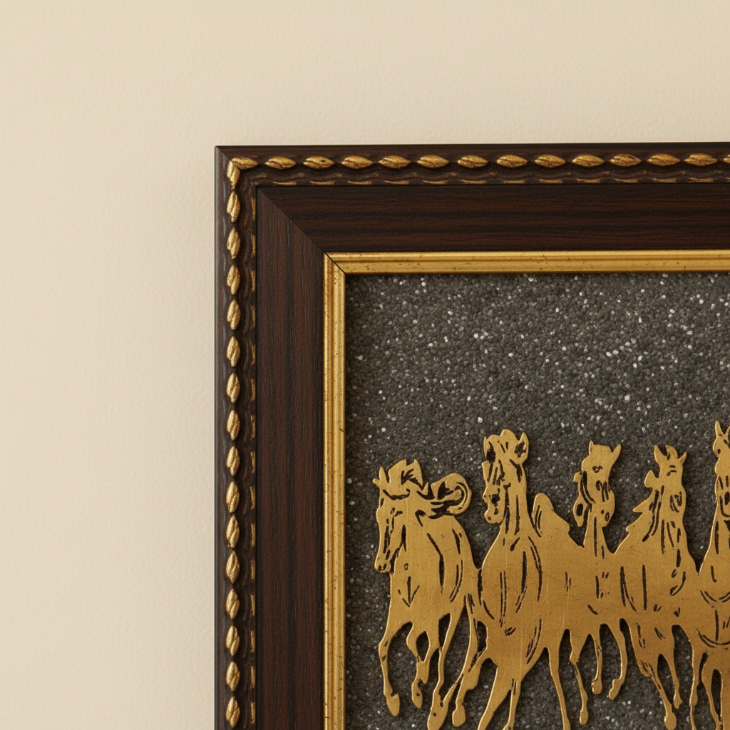 7 Horses On Raw Pyrite Frame