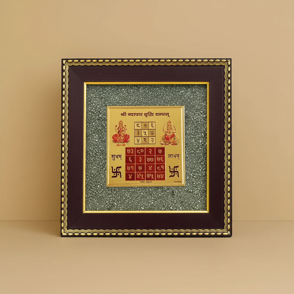Vyapar Vridhhi Yantra On Raw Pyrite Frame