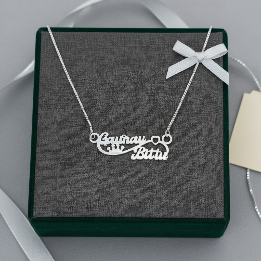 Personalised Name Silver Couple Name Infinity