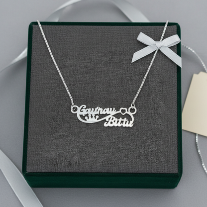 Personalised Name Silver Couple Name Infinity