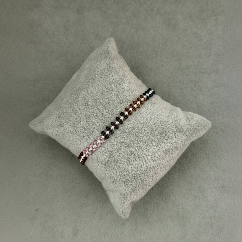 Silver Multi Colour Beads Bracelet