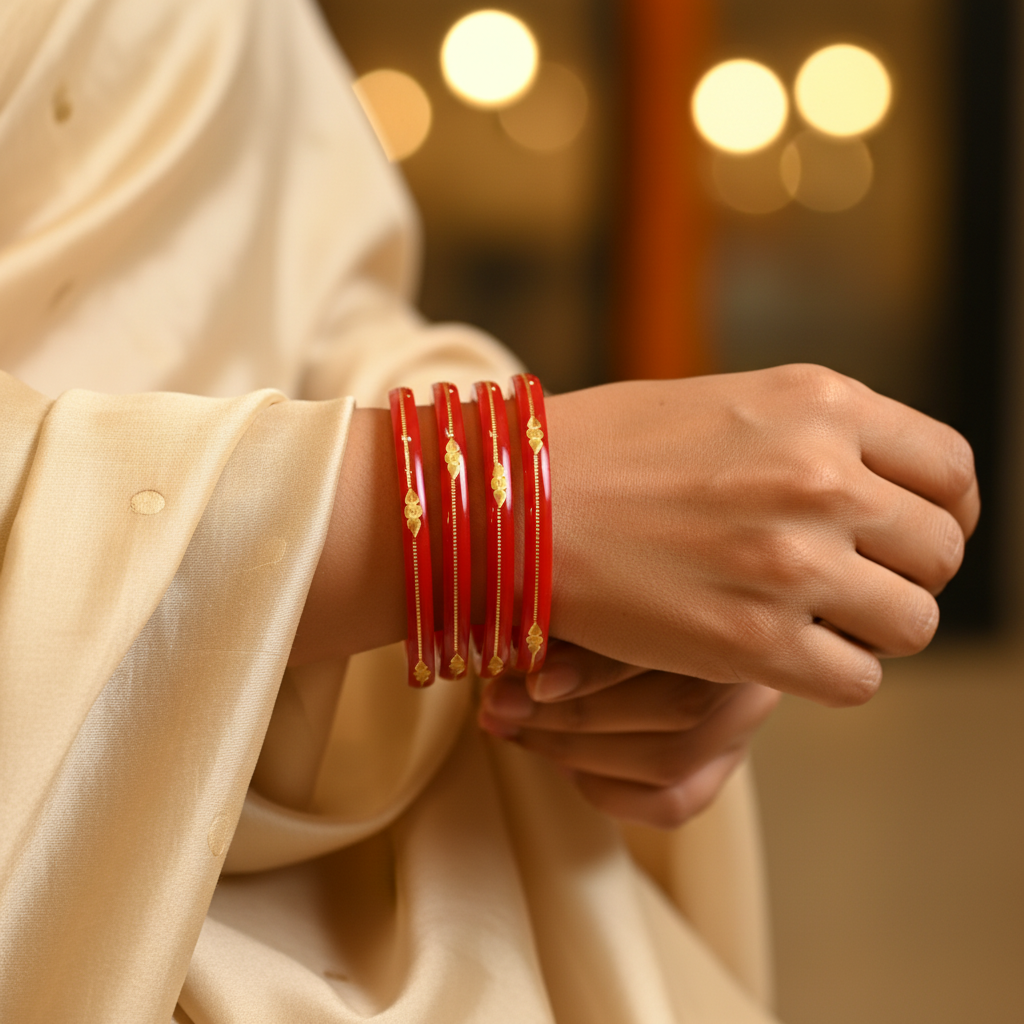 22 Carat Gold Pola Bangles With Card (4 Piece)