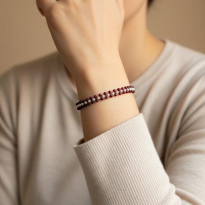 Silver Red Beads Nazariya Bracelet