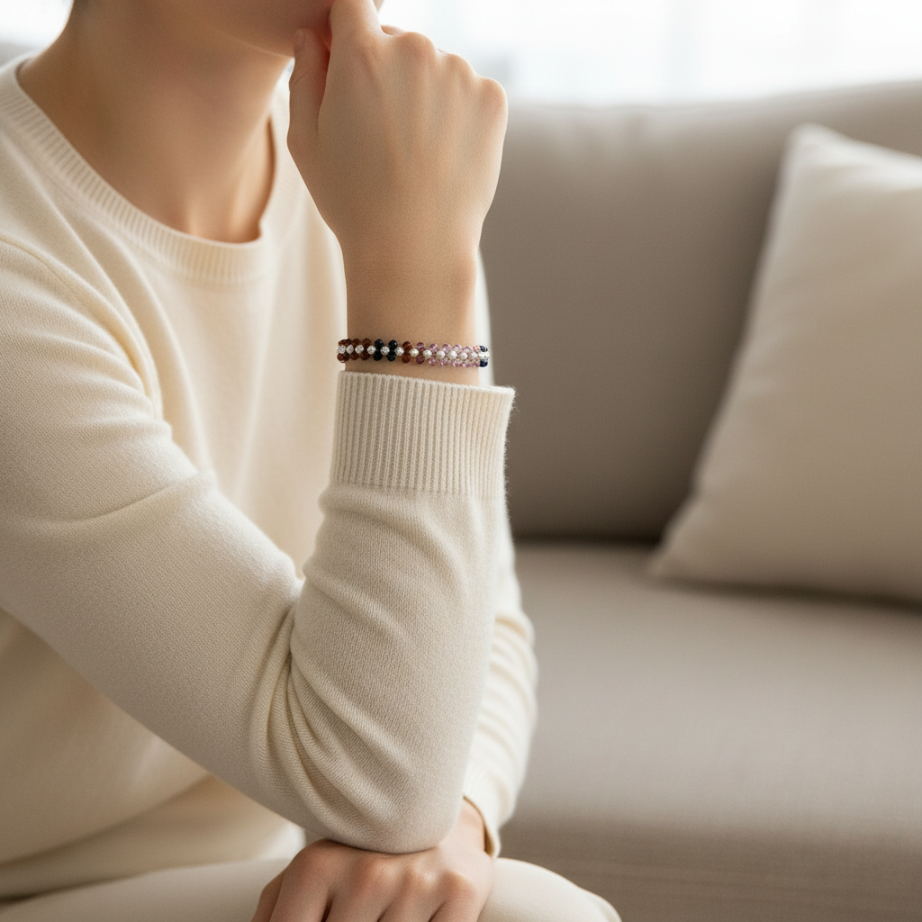 Silver Multi Colour Beads Bracelet