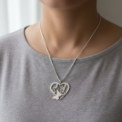 Personalised Name Silver Couple Name Butterfly
