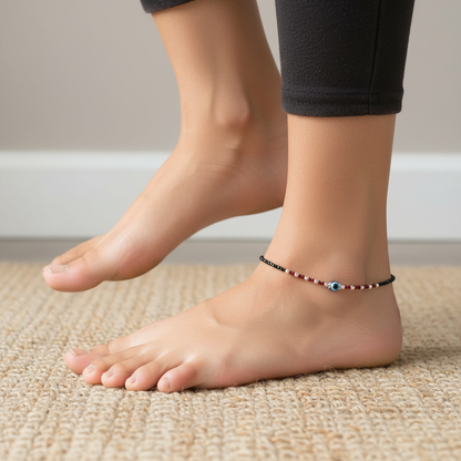 Red Beads Evil Eye Anklet.