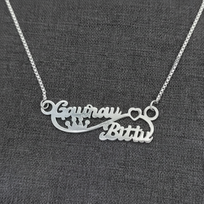 Personalised Name Silver Couple Name Infinity