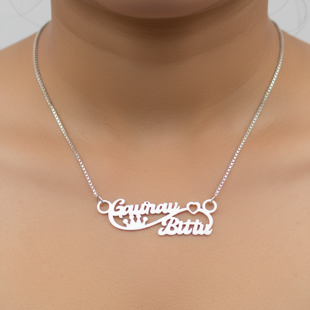 Personalised Name Silver Couple Name Infinity