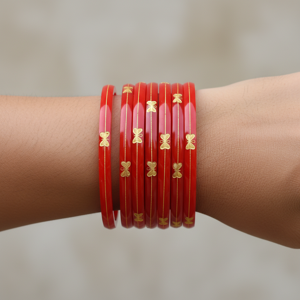 22 Carat Gold Pola Bangles With Card (4 Piece)