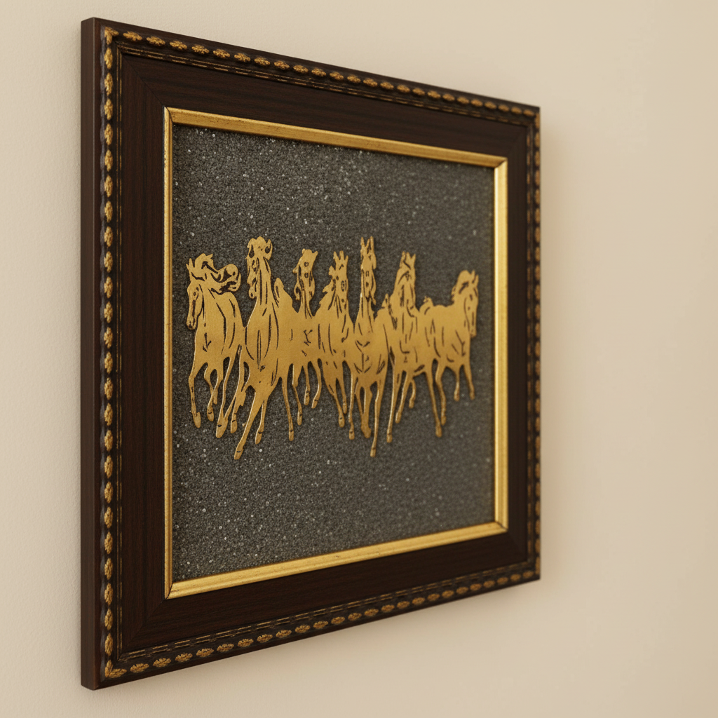 7 Horses On Raw Pyrite Frame