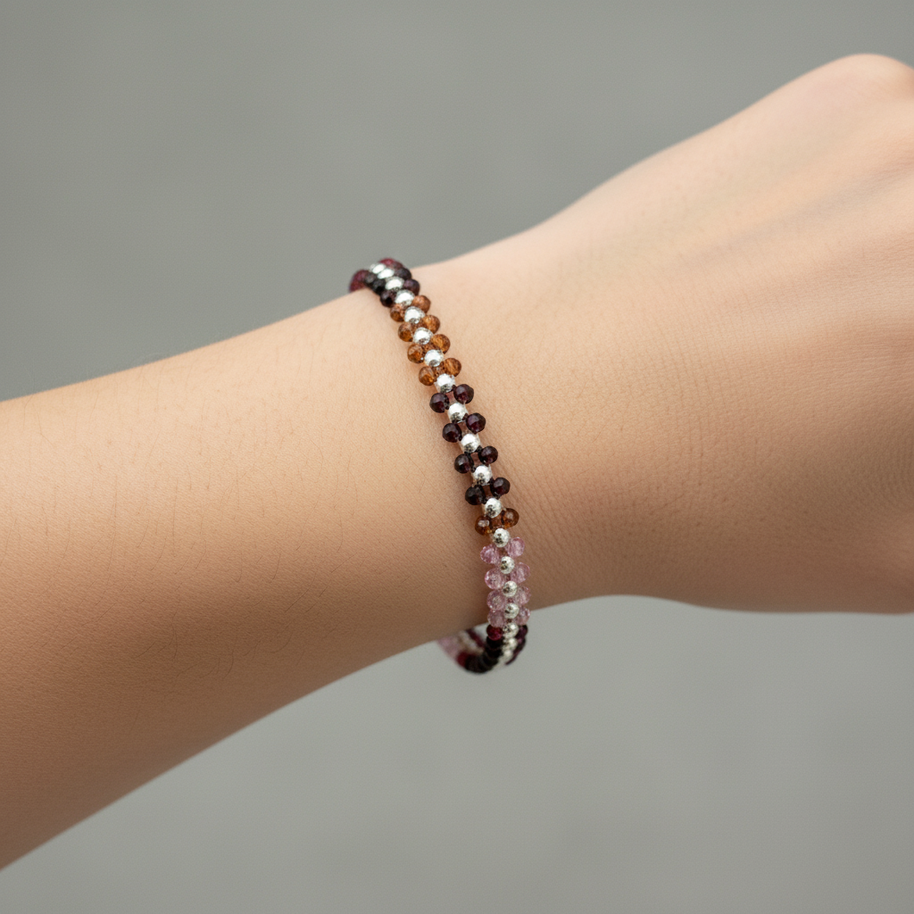 Silver Multi Colour Beads Bracelet