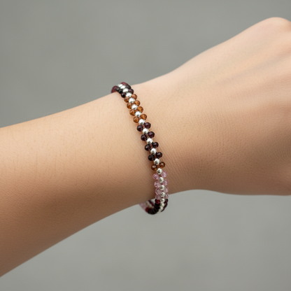 Silver Multi Colour Beads Bracelet